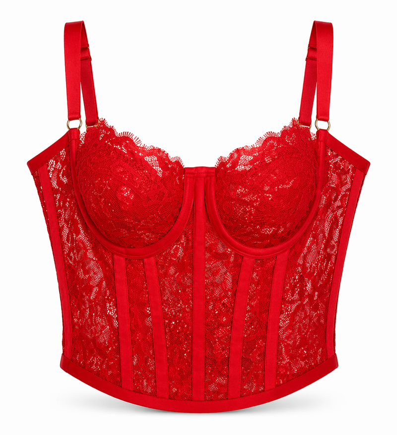 Corset Rendado Vermelho