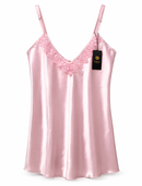 Camisola com Robe em Cetim Rosa Bebê