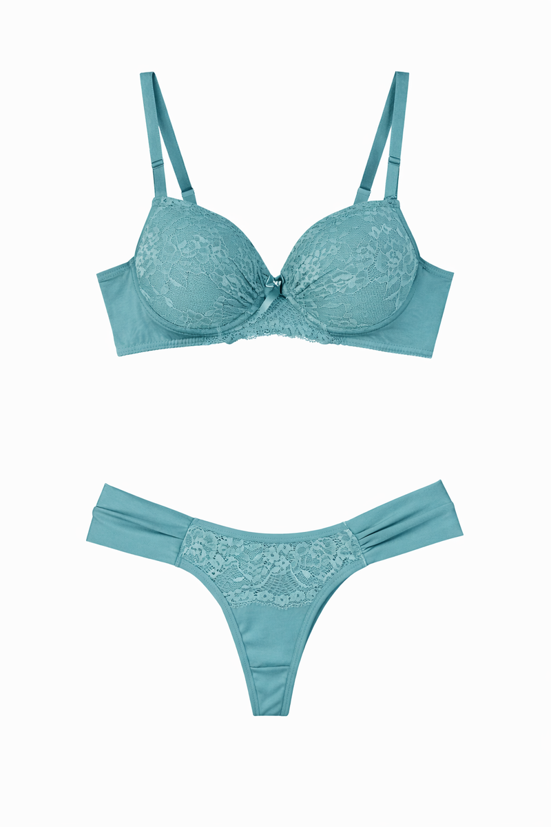 Conjunto Poliamida Rendado Verde