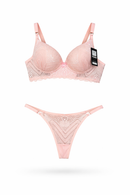 Conjunto Rendado Rosa Bebê