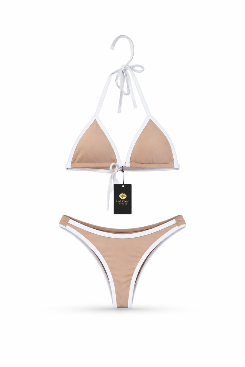 Biquíni bicolor Asa Delta Nude/Branco